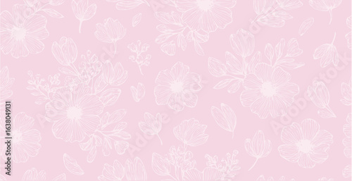 Floral print pattern background in provance style, floral background. Pastel tones vintage style wallpaper in vector.