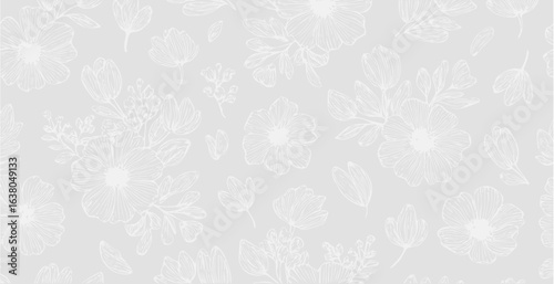 Floral print pattern background in provance style, floral background. Pastel tones vintage style wallpaper in vector.