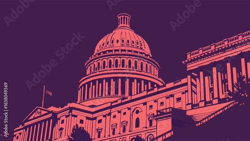 Stylized Illustration of the United States Capitol Building.