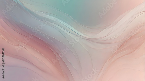 Serene Pastel Abstract: A flowing, elegant design of pastel hues blends in harmonious waves, suggesting ethereal depth and calmness. 