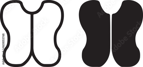 Abstract Vector Symbol:  Pair of Outline and Filled  Icons,  Modern Minimalist Design, Sign.