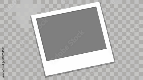 Single white instant photo frame with gray center on transparent background.