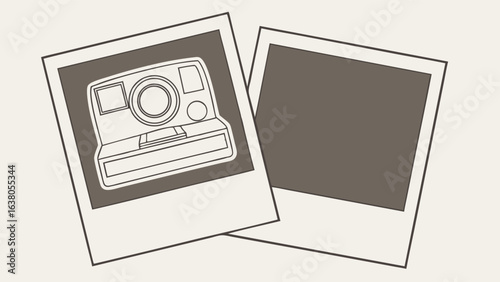 Vintage Polaroid Camera Print Design.