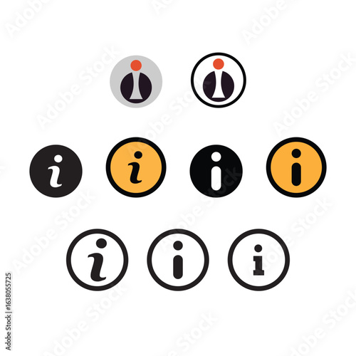 Modern Information Icon Set in Circular Design – Customer Support and Help Symbols
