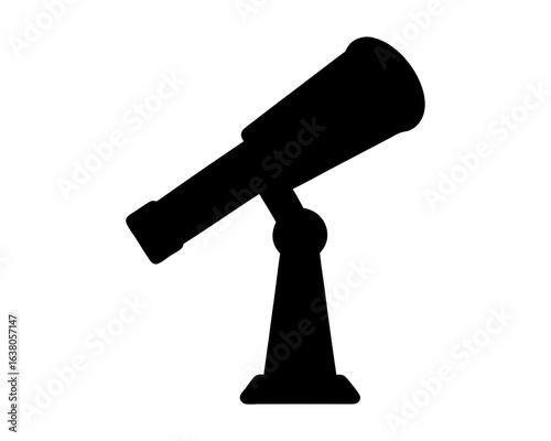 Silhouette of a telescope, ready for observing stars and planets tonight