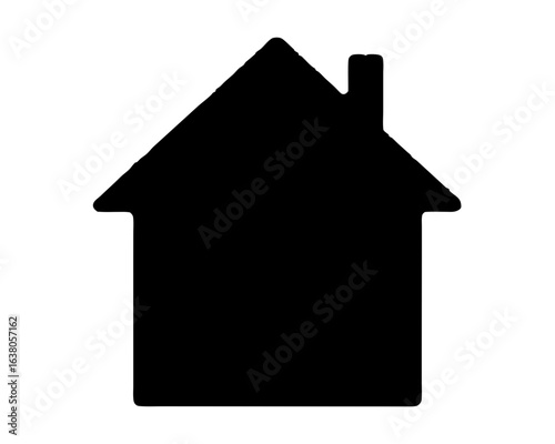 Black silhouette of a generic house with chimney, a simple clean design