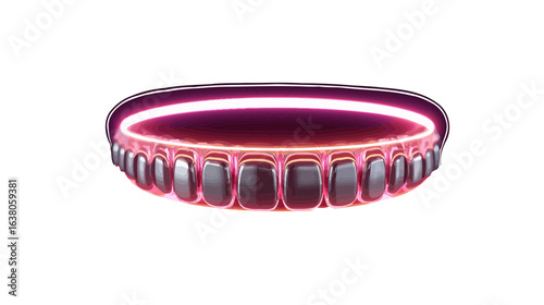 Dental impression teeth mold model for orthodontics and dentistry with pink light and silver material