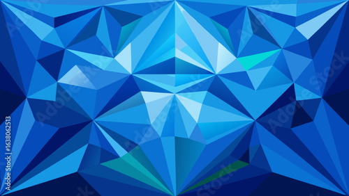Vector art of abstract geometric pattern with blue polygons and low poly design, creating a vibrant and modern crystallike texture for digital art and graphic backgrounds