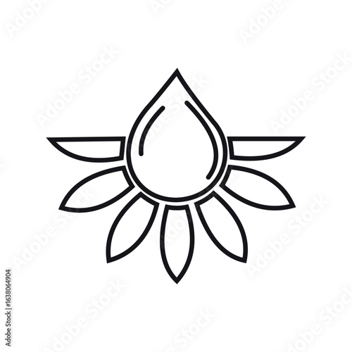 Minimalist sunflower oil icon featuring a bottle and sunflower, ideal for food, cooking, and organic product designs.