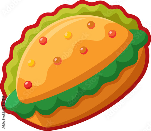 Delicious empanada with tasty ground meat filling, Vector illustration stock illustration