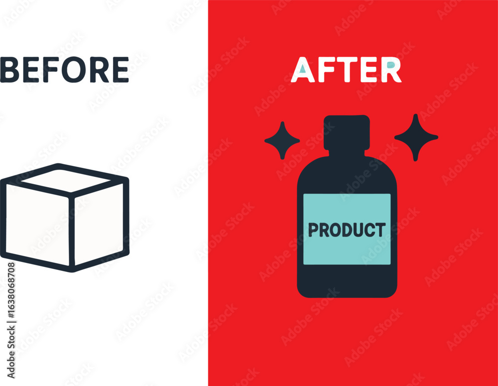 Naklejka premium Before & after product result layout Illustration
