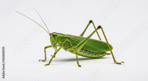 A katydid meticulously grooming its legs, showcasing its natural behavior in stunning clarity. Ideal for educational or scientific use.