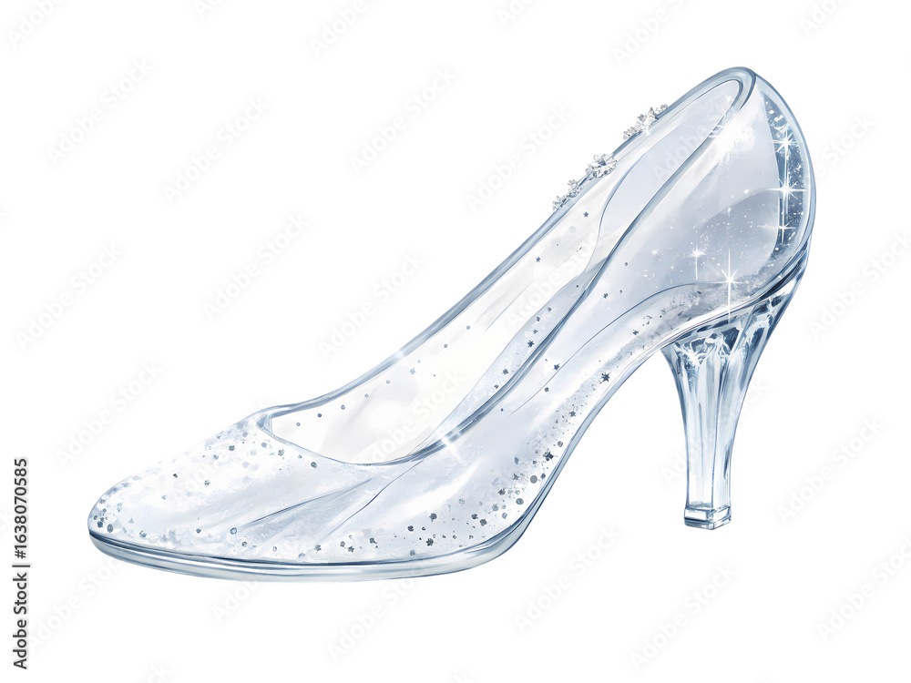 Obraz premium Glass Slipper: Cinderella Shoe Illustration on transparent background