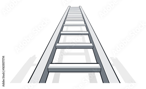 Perspective view of metal rollercoaster tracks