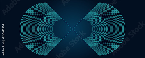 Abstract background with blue glowing lines in infinity pattern. Abstract futuristic technology concept. Vector illustration