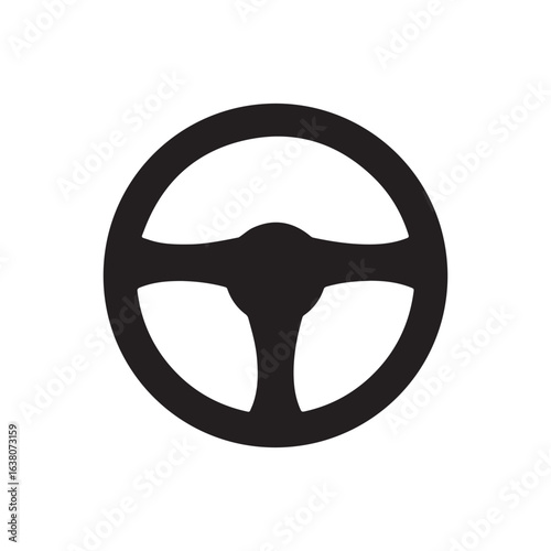 Steering wheel icon. Simple black silhouette for car, driving, and automotive applications. Vector graphic symbol isolated on a white background.
