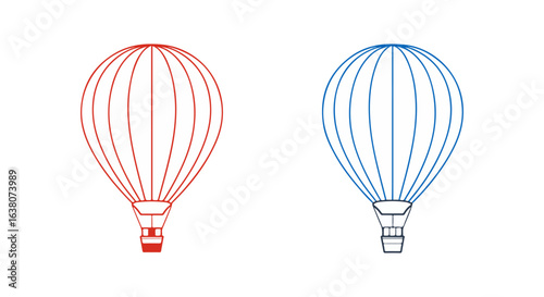 Two colored outline hot air balloons
