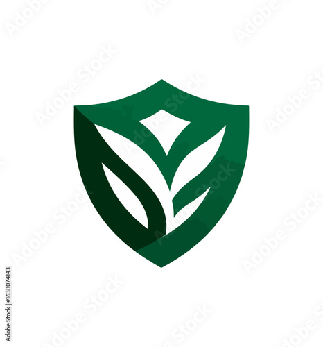 Dark green and white shield graphic design