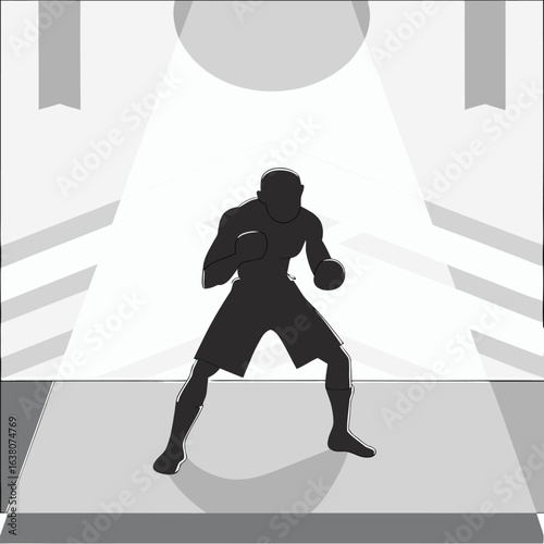 vector a boxer stand with pose vector silhouette