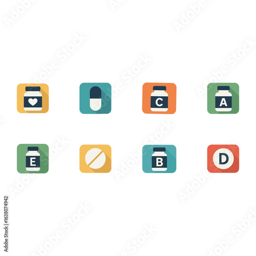 	Vitamin Icons Set