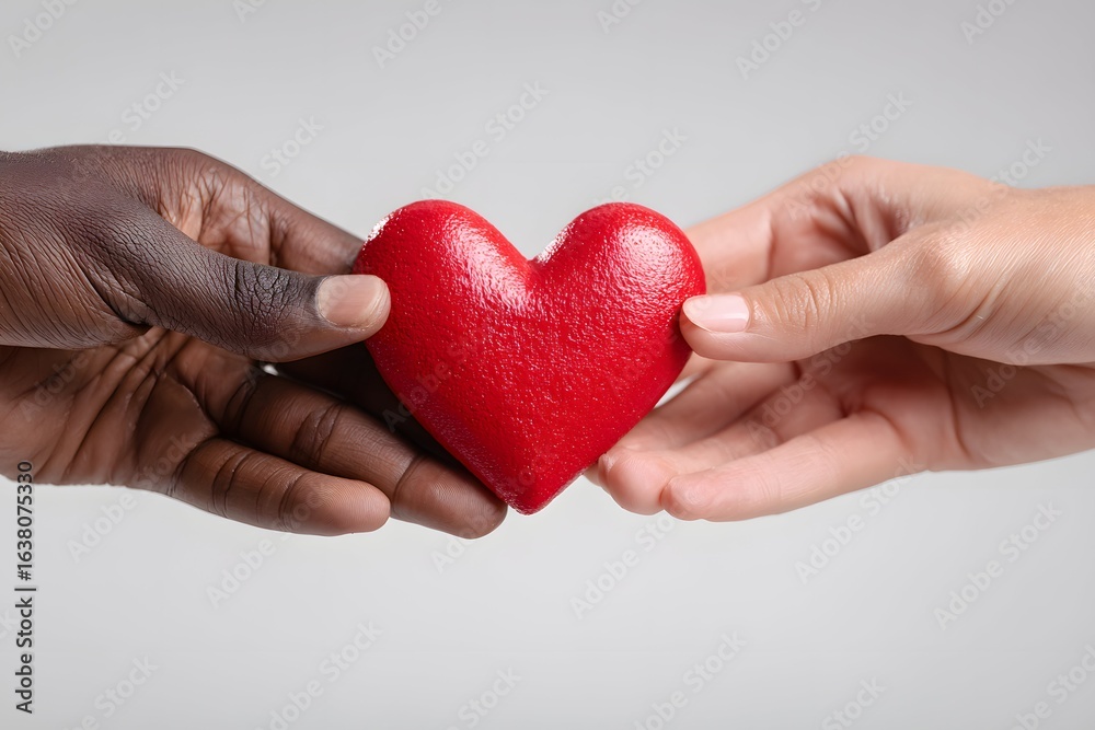 Fototapeta premium Hands share a heart, symbolizing deep generosity and compassionate support.