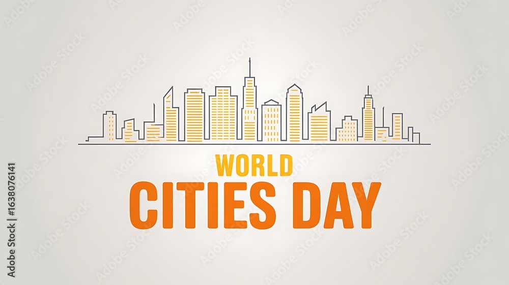 Fototapeta premium World cities day celebration with a stylized city skyline illustration