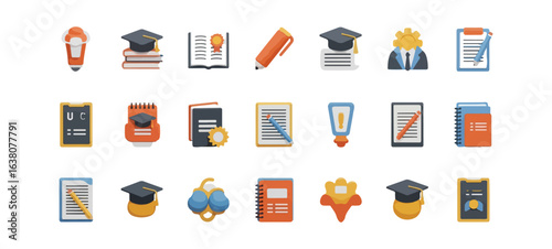 Collection of flat design education icons