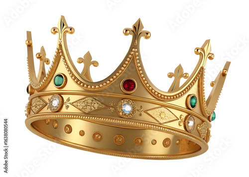  golden 3d king crown isolated on background white