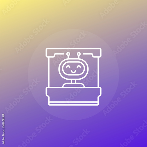 booth icon, robot and exhibition stand line design