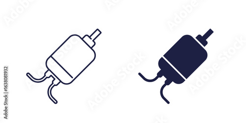 DC motor icon, line and solid design