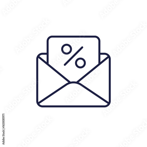 Discount email line icon on white
