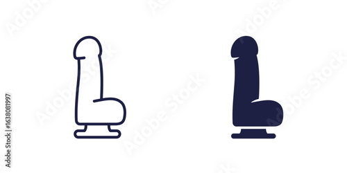 dildo icon, sex toy line and solid design on white