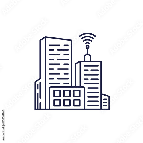Smart city line icon on white