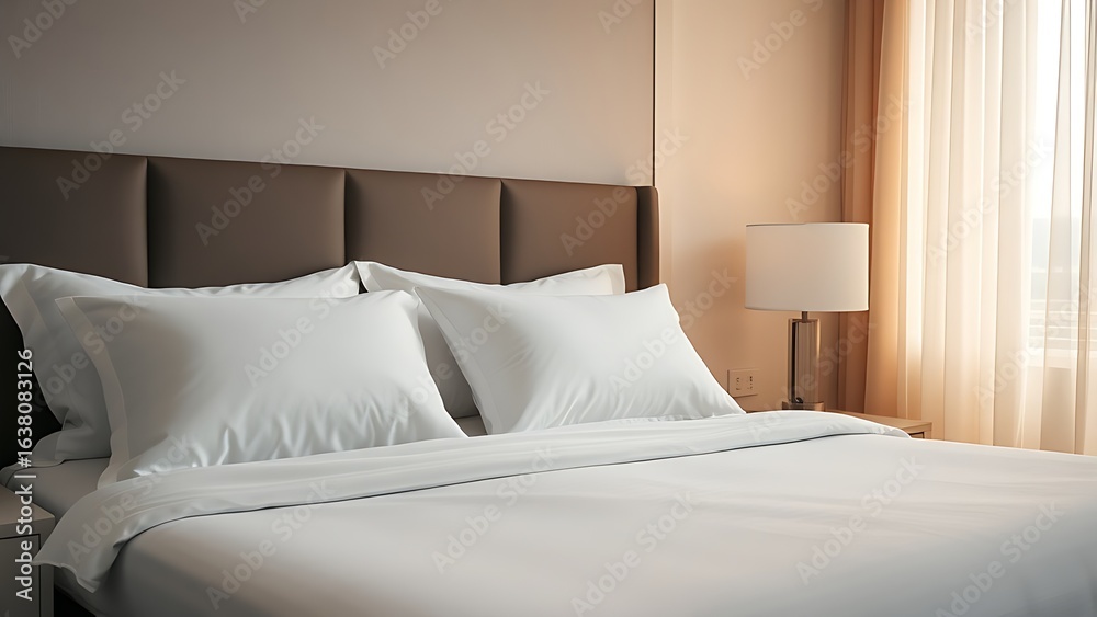 Fototapeta premium hotel room with bed and pillows