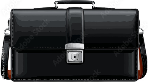 Black leather briefcase illustration