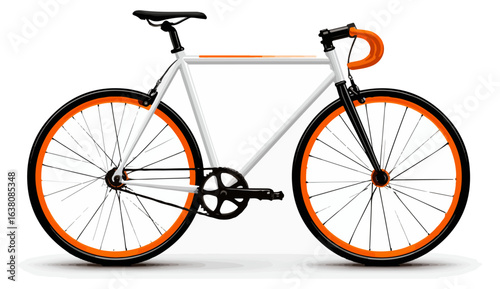 Stylish white bicycle with orange rims high resolution illustration