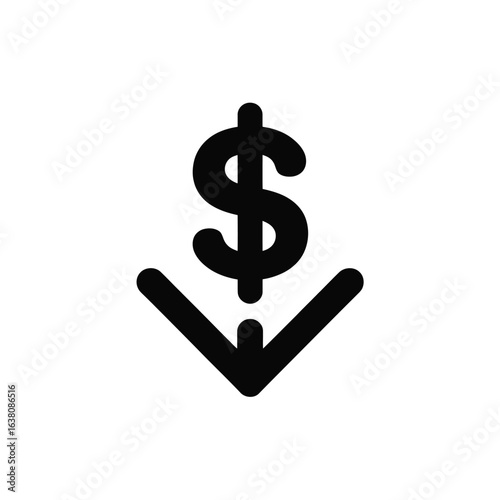 Dollar sign with downward arrow indicating financial decline