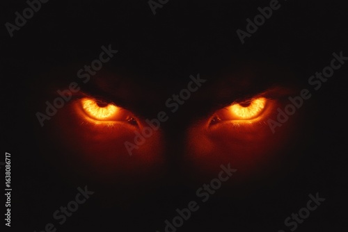 Shadowed Gaze: A pair of glowing eyes pierce through the darkness, radiating an aura of intense emotion, captivating viewers with a sense of mystery and intrigue.