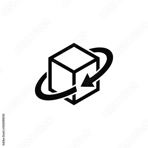 3d cube rotation arrow icon