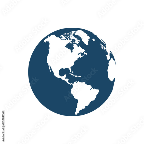Stylized globe showing north and south america