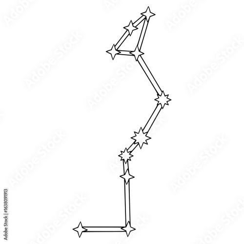 Serpens catus constellation illustration hand drawn outline vector