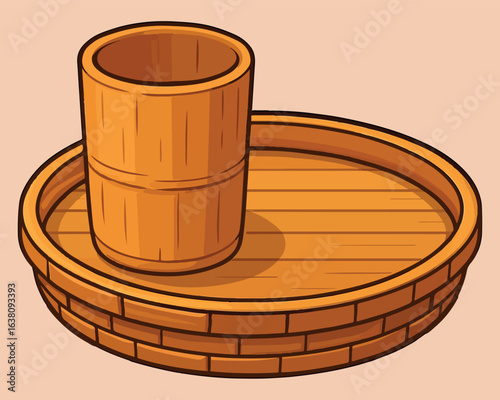 Wooden Cup and Tray Rustic Serving Set
