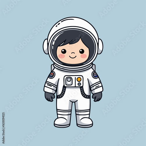 A joyful cartoon astronaut exploring a spaceship garden, where colorful flowers bloom under a starry sky, creating a whimsical and vibrant scene.
