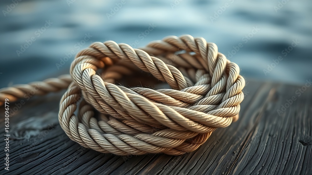 Fototapeta premium rope on a wooden board