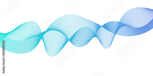 Multicolor gradient wave lines vector background, twisted curve lines and blend effect, frequency sound wave lines, 3d contour line patterned background illustration.