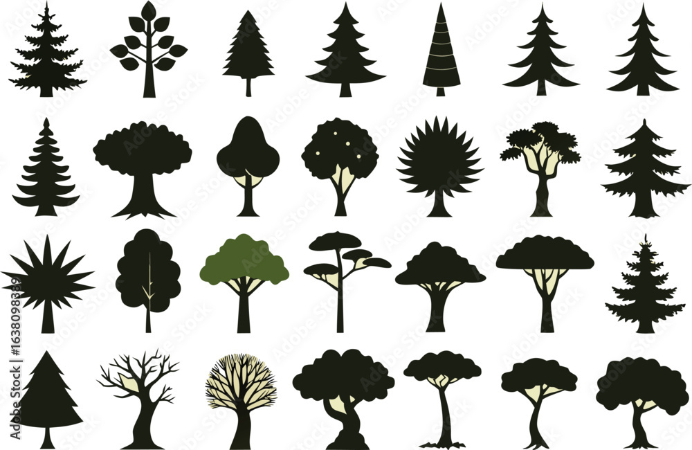 Fototapeta premium Extensive collection of detailed tree graphics for design projects