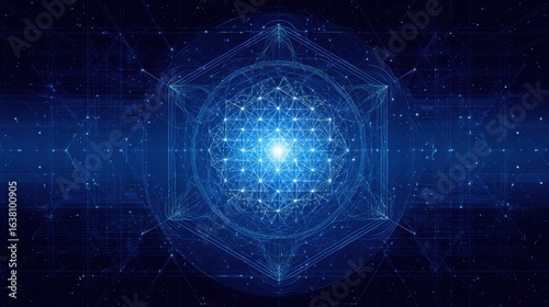 glowing blue network sphere design