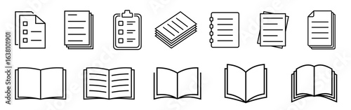 Book icon set. Simple book symbol. Document icon set vector. matching file icon. File symbol. vector illustration