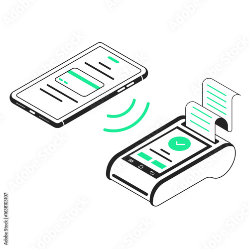 nfc payment isometric illustration