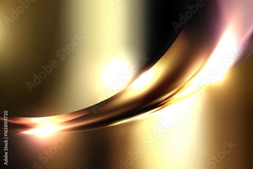 Abstract gold and brown curves with glowing highlights